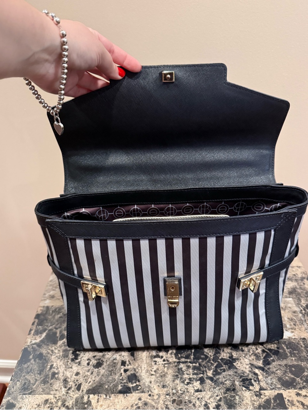 Henri Bendel Influencer Centennial Striped Crossbody - Picture 7 of 16